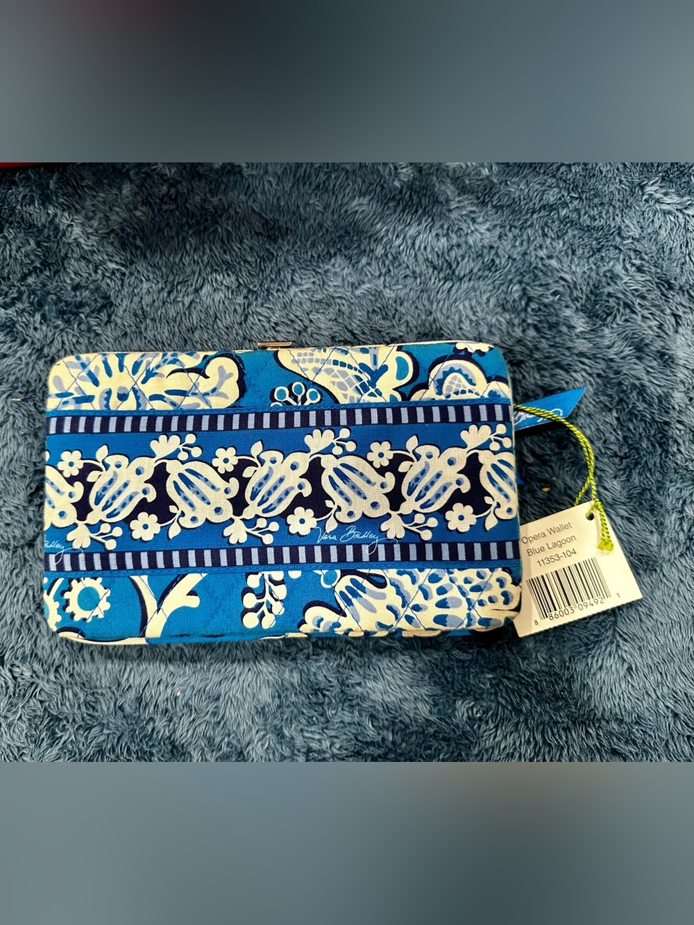 Vera Bradley Opera Wallet Blue Lagoon Floral Blue White Quilted new with tags
